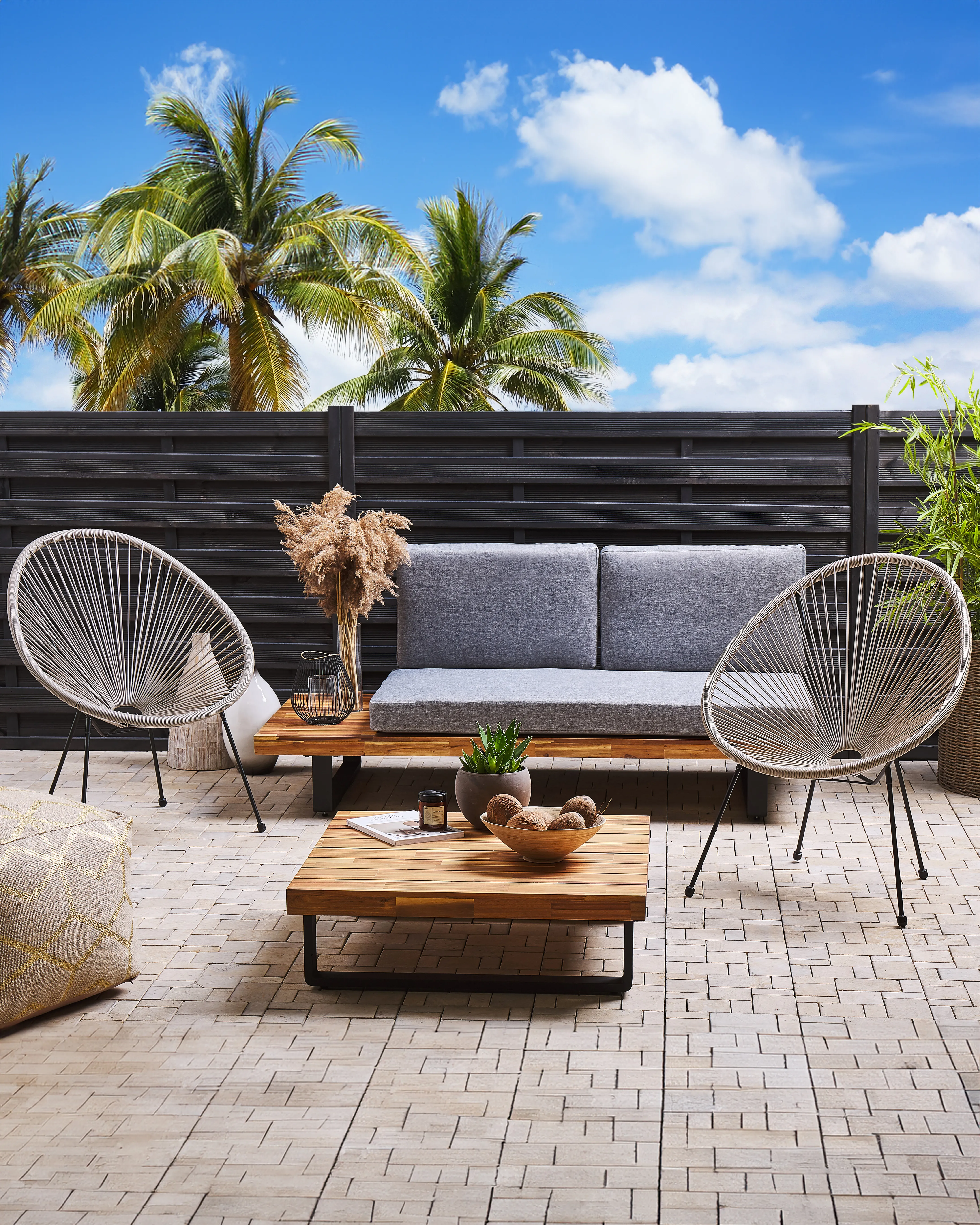 Set van 2 tuinstoelen ACAPULCO II PE rotan Lichtgrijs