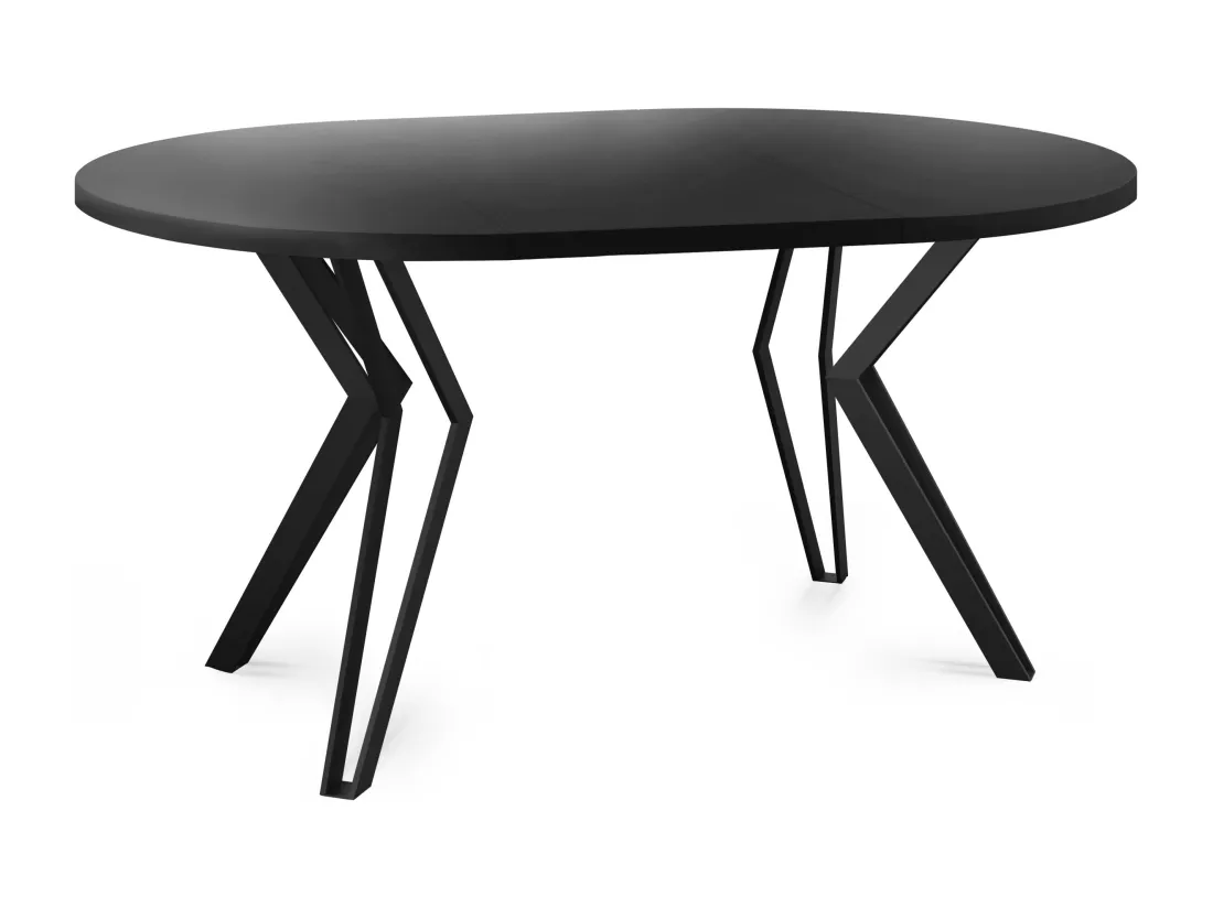 Table Ronde Salle à Manger - 100/176 Cm De Diamètre - Table à Rallonges Avec Pieds En Métal Noir - Style Industriel - Compacte - Noir