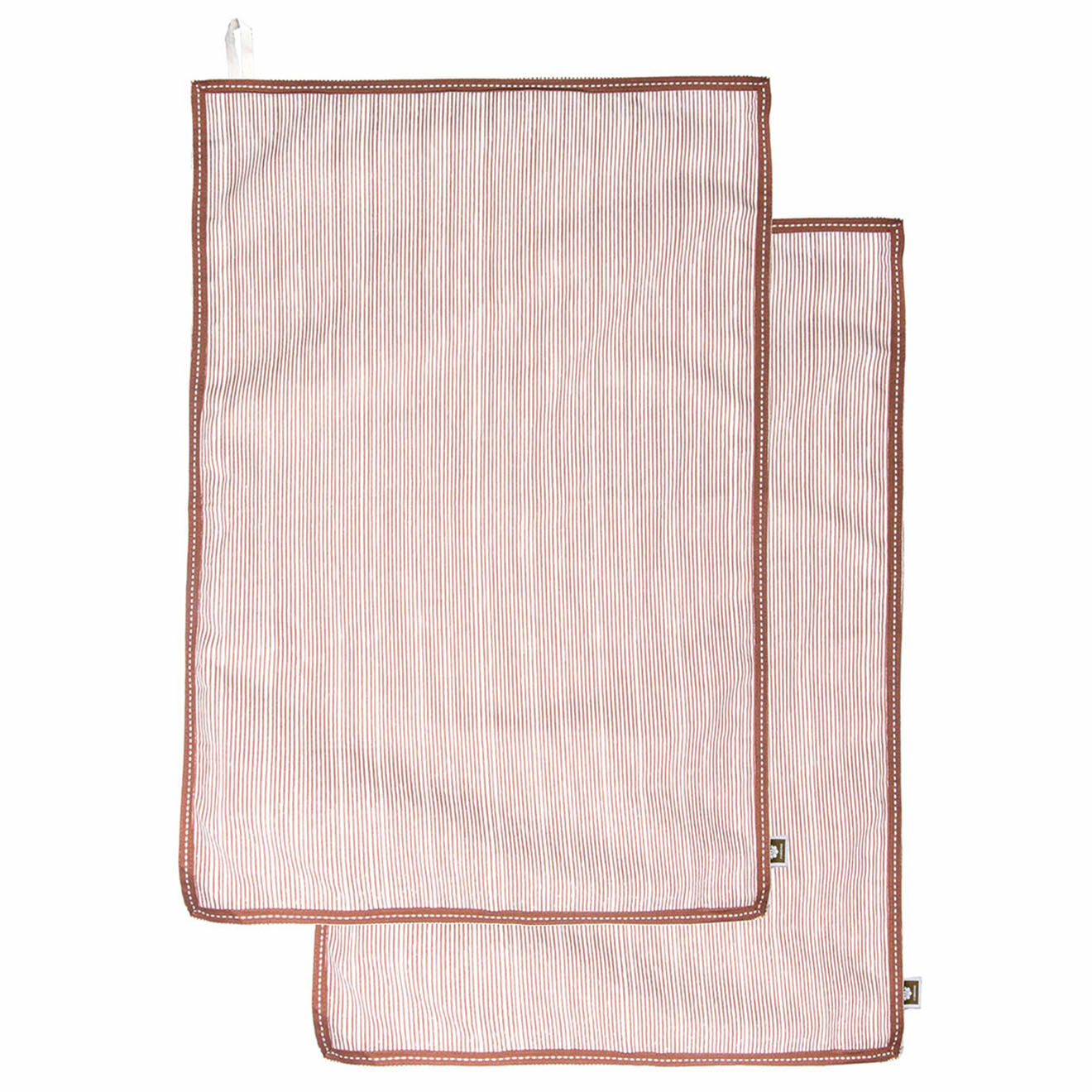 Febronie 2 Torchons en Coton Pinstripe terracotta - 50x75 cm