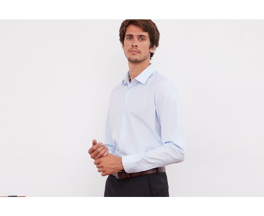 Chemise bleu pâle coton - Col français - LOUIS CLASSIC