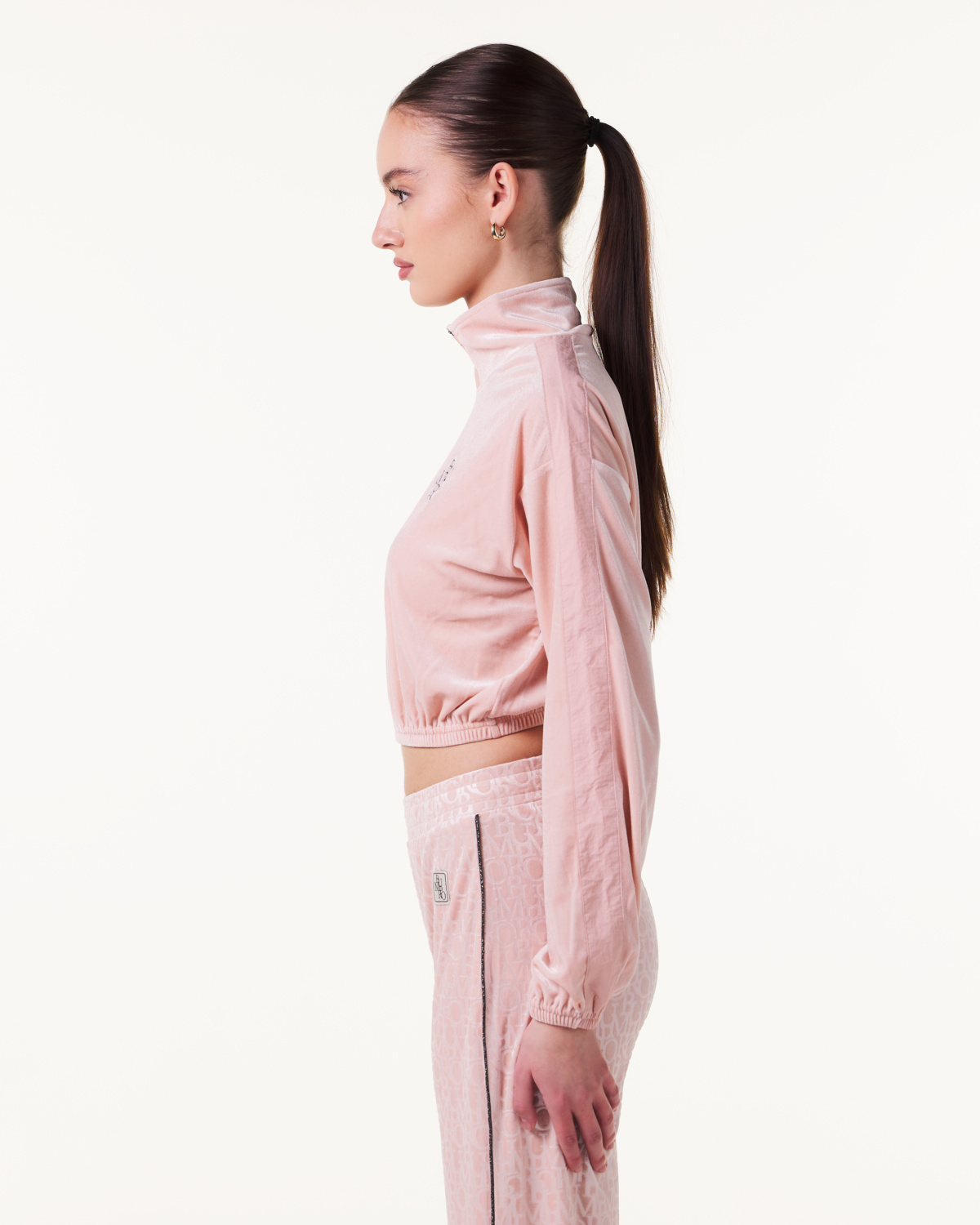 Bumpro Monogram Velour 1\2 Zip Pink Evening