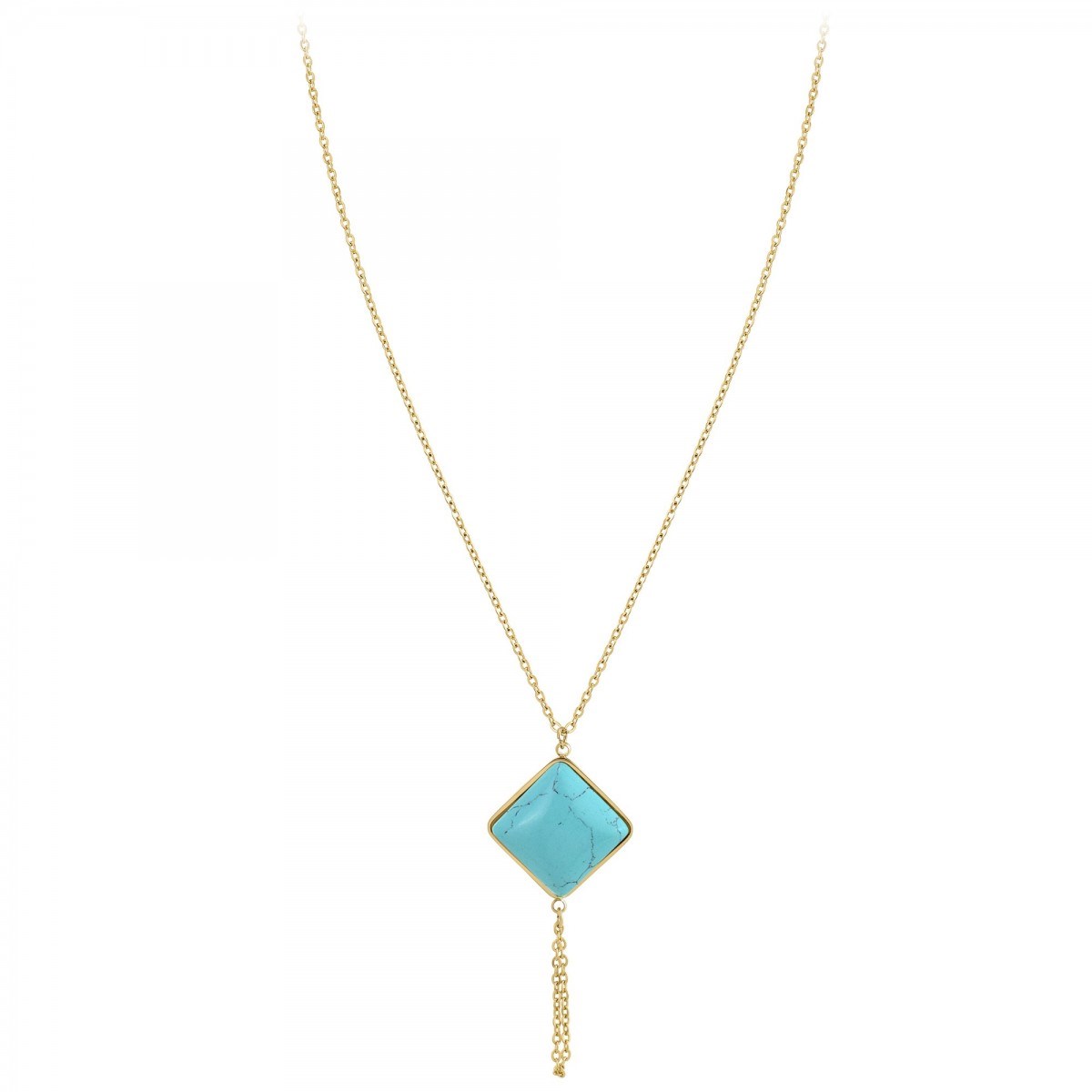 Collier SC Bohème orné d'une pierre turquoise en acier inoxydable