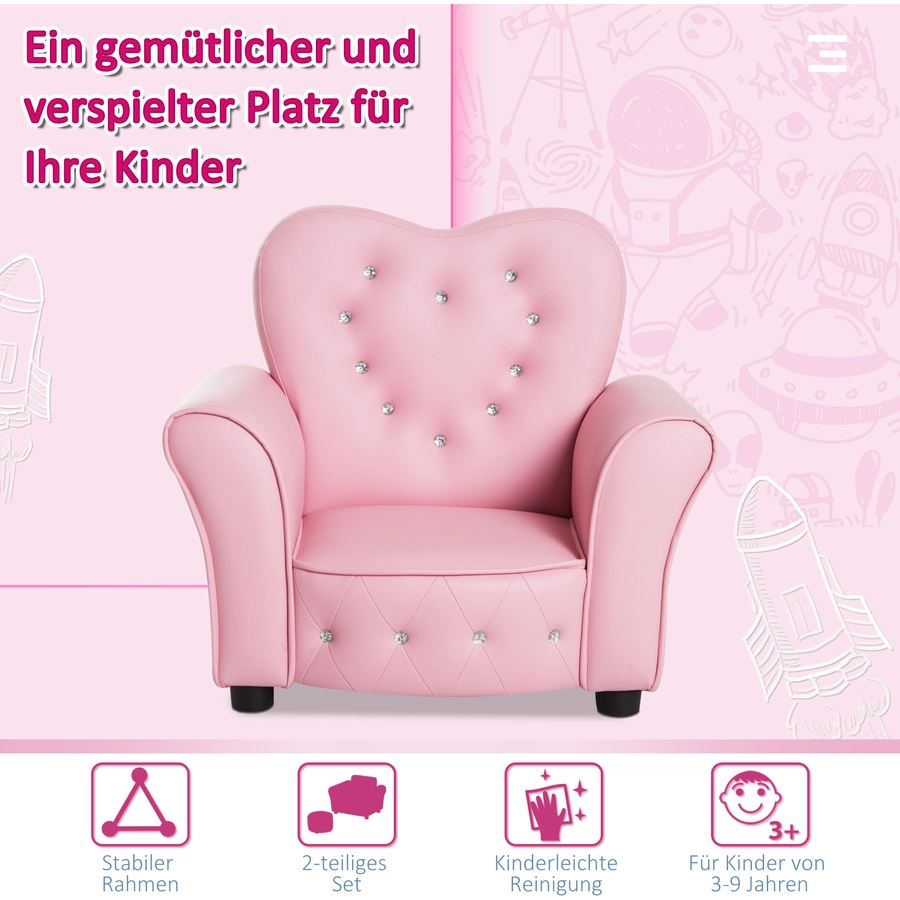 HOMCOM Kindersessel Prinzessin rosa