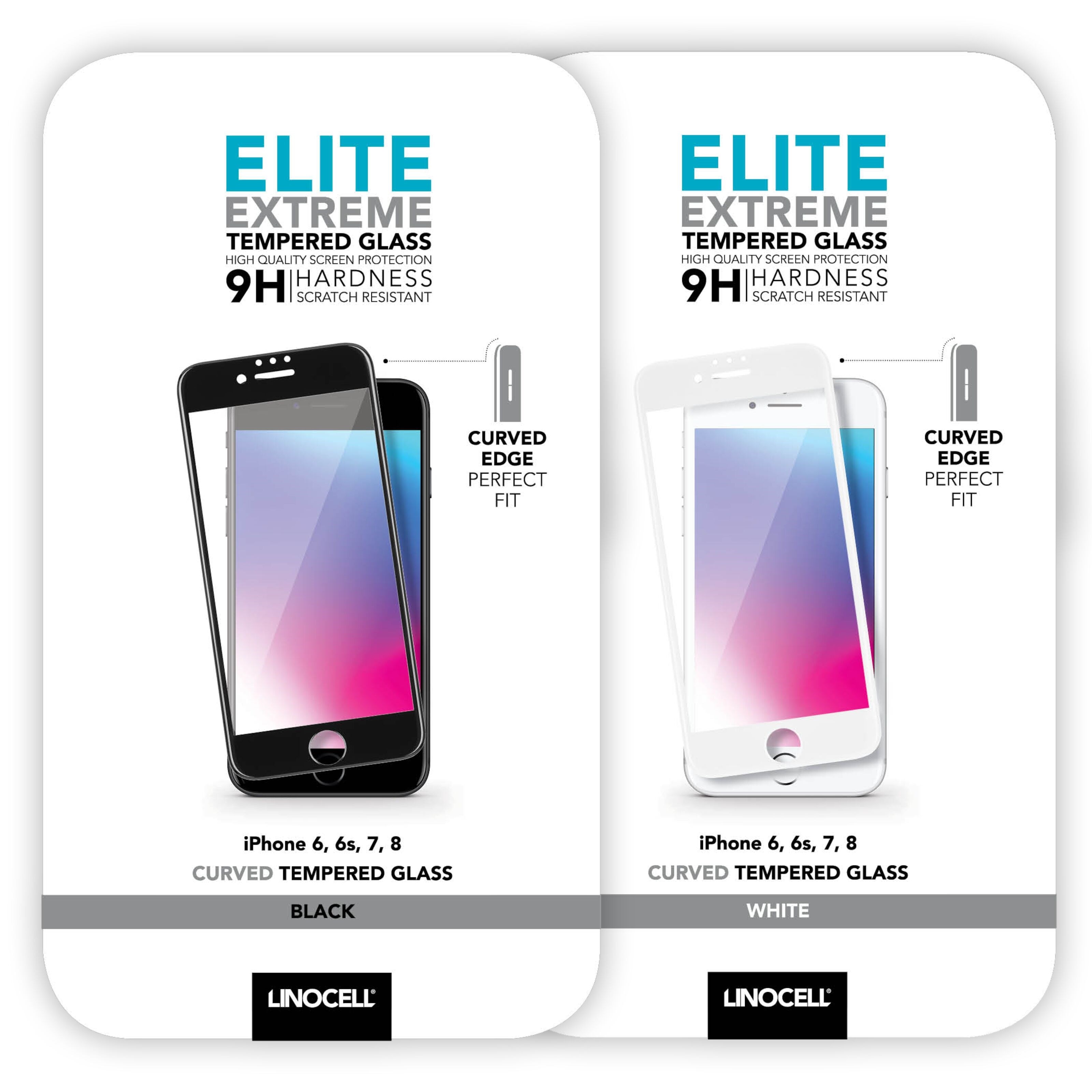 Linocell Elite Extreme Curved Skjermbeskytter for iPhone 6, 7 og 8 Hvit