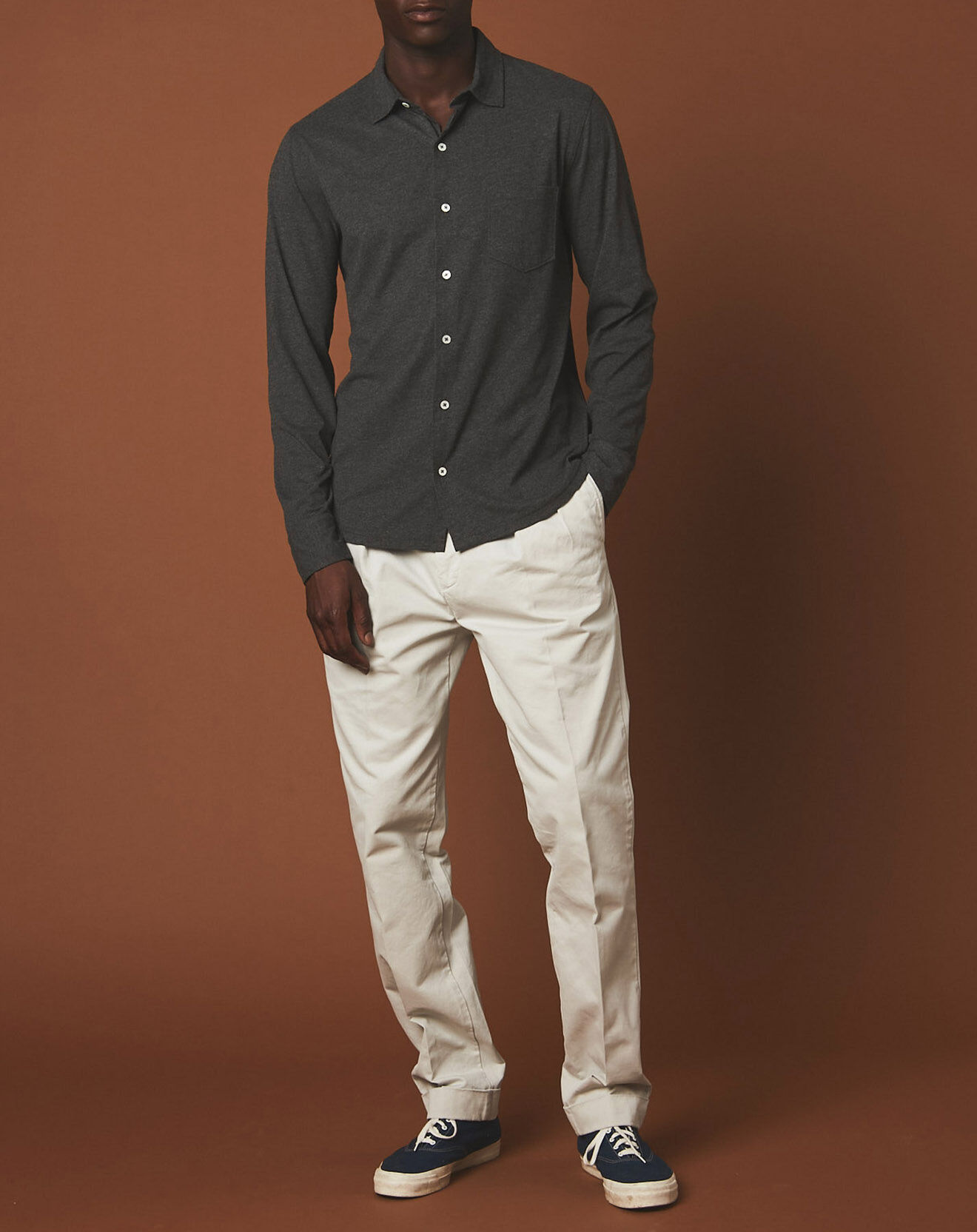 Hartford Chemise Polo Jersey dark gris mix