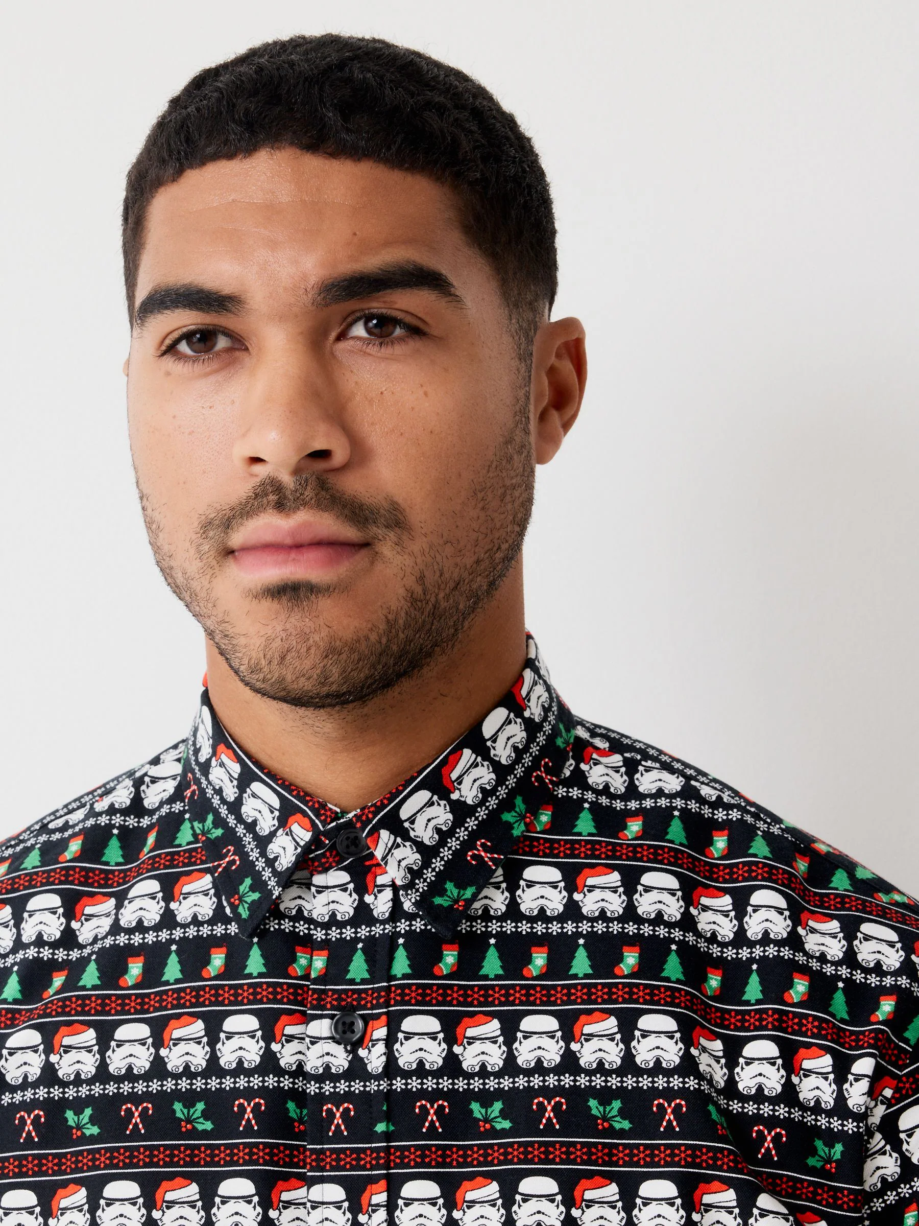 Zwart - Overhemd met kerstprint en lange mouwen met Stormtrooper