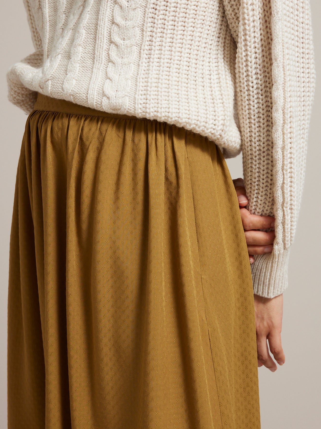 Jupe mi-longue unie femme viscose dobby