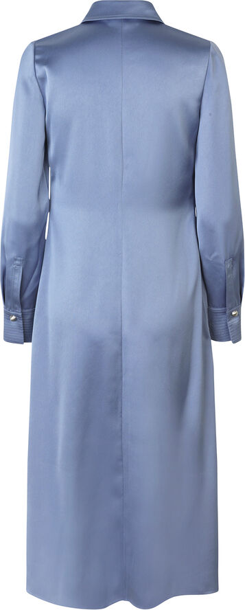 Stine Goya Collared Midi Dress, 2261 Satin Infinity blue