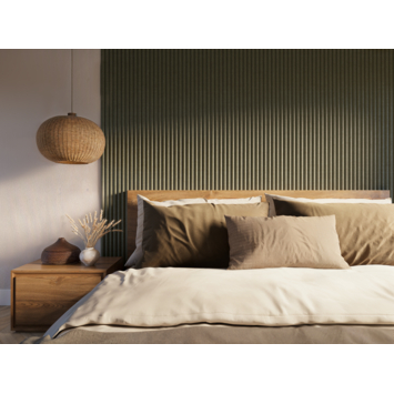 Kleurstaal lattenwand Decowall Acoustic Curve salie 30x25cm