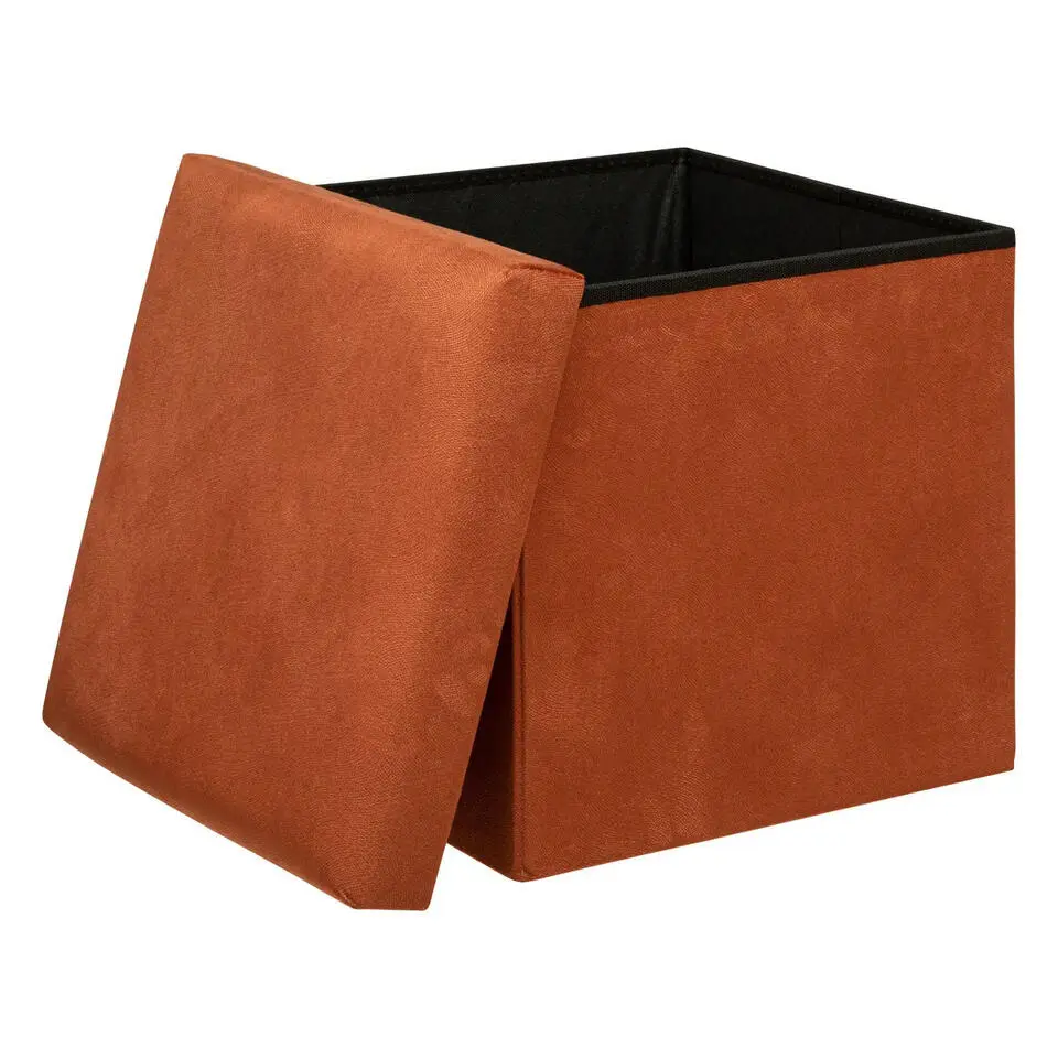 Atmosphera Storage Poef/hocker - Opvouwbaar - Terracotta - 38x38 cm
