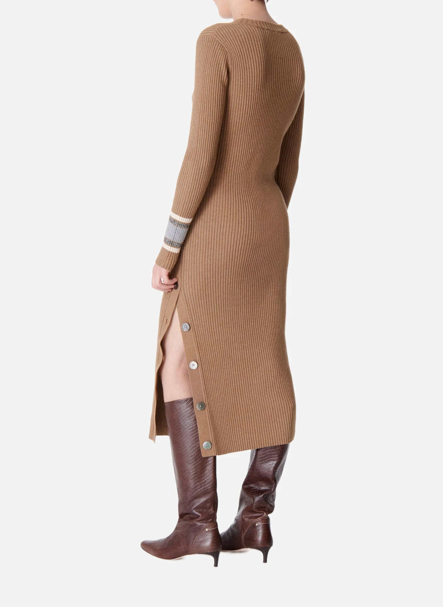 DAGMAR - Robe midi boutonnée| Marron