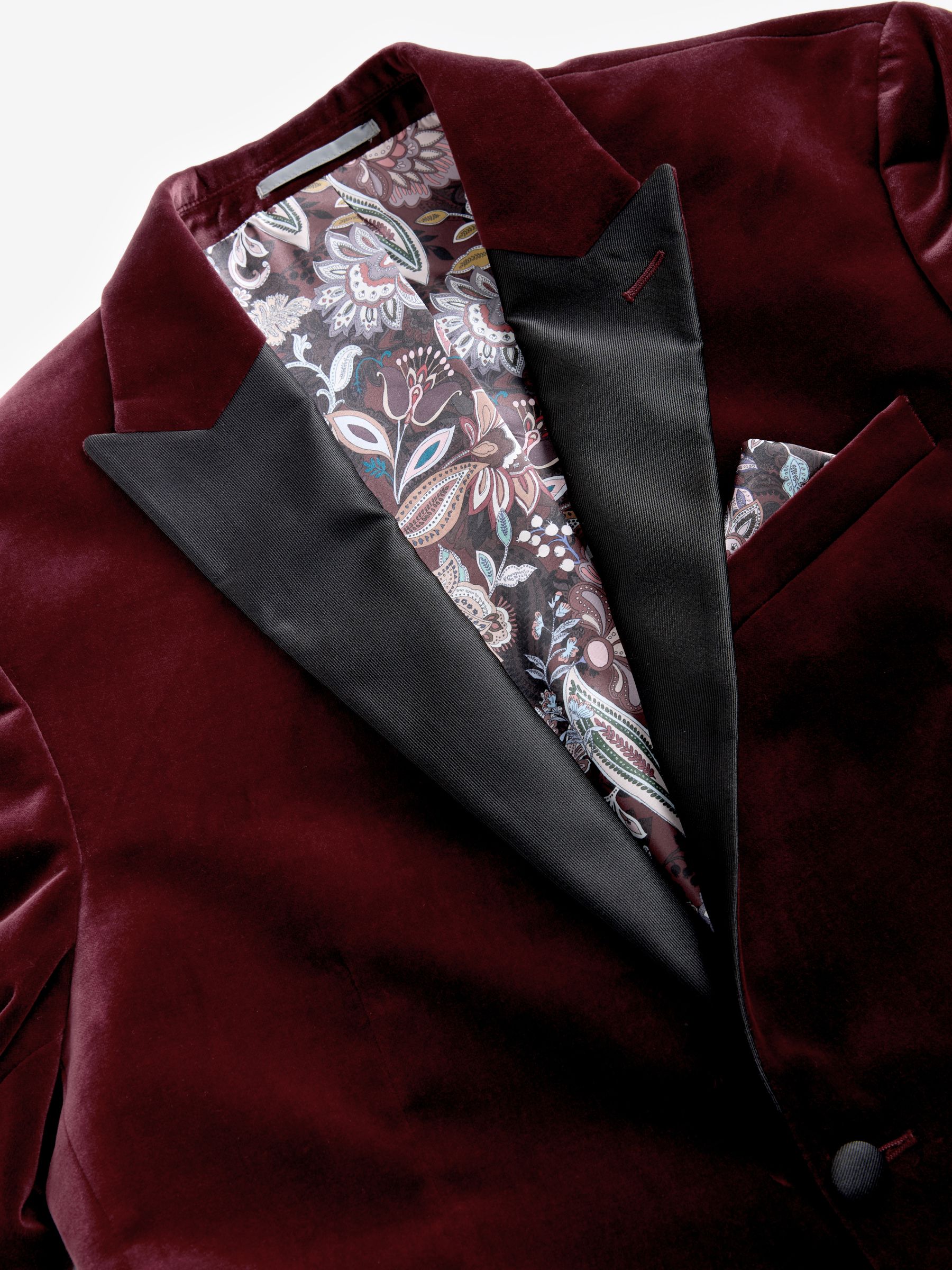 Bordeauxrood - Normale Pasvorm - Signature Pontoglio Italiaanse fluwelen blazer