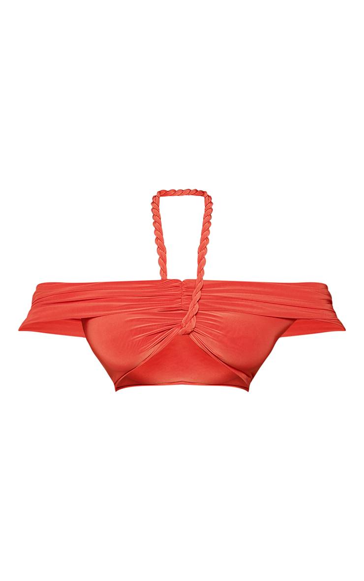 Orange Brûlé Haut Bandeau Petite À Détail Torsadé Ensemble Coordonné
