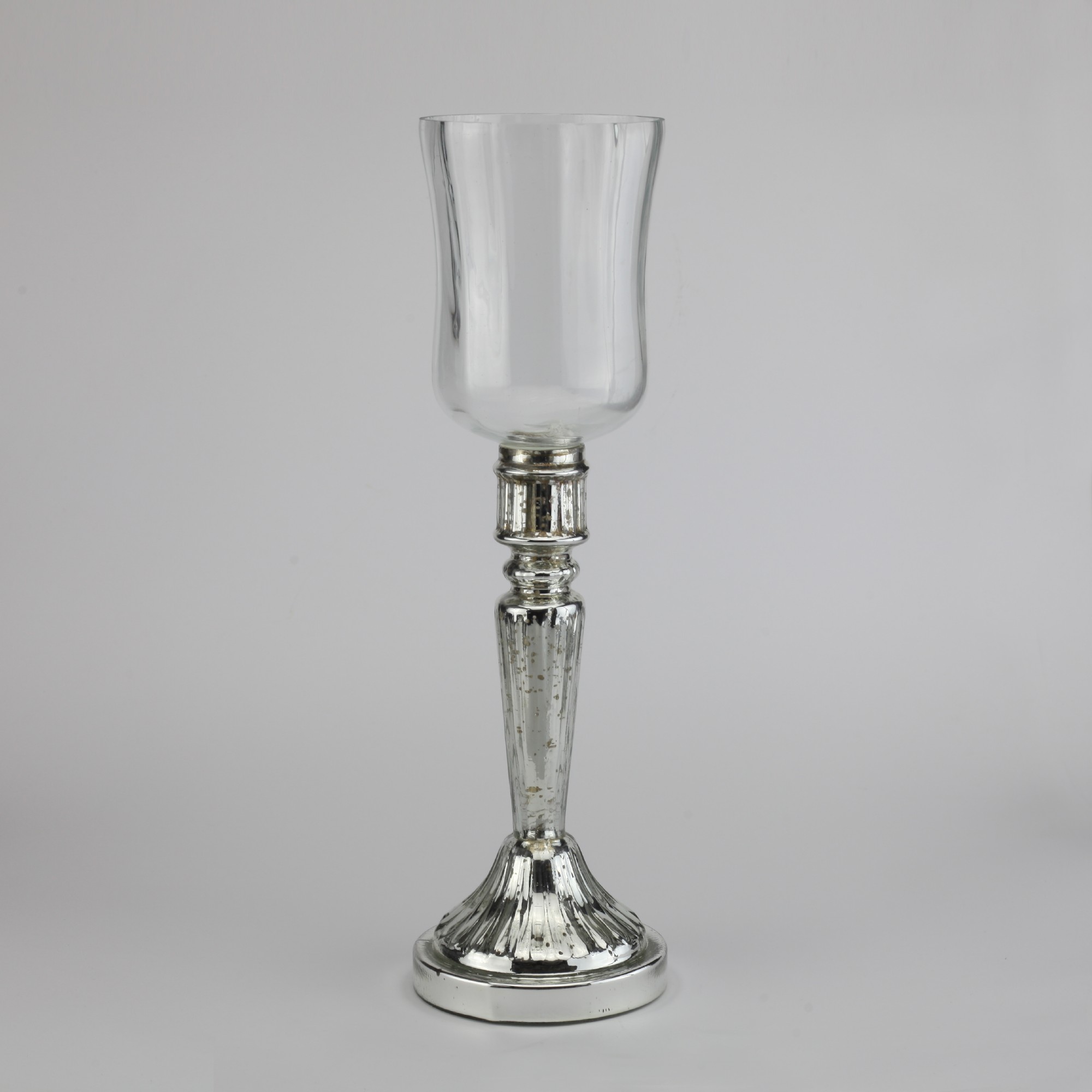 Windlicht 'Tajo', Glas, silbern, Ø 9 cm, H 32 cm von fischer's lagerhaus