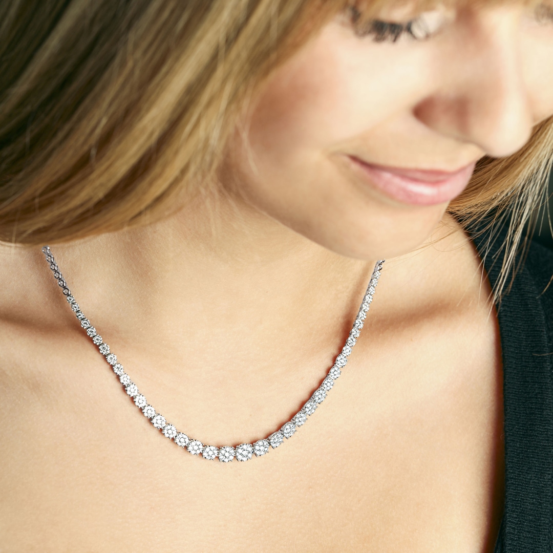 3.00 Karat Diamantencollier 750/18 K Weissgold