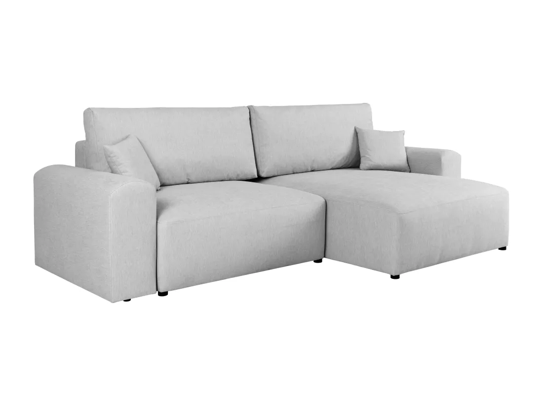 Canapé d'angle convertible et réversible en tissu gris clair ILANOR