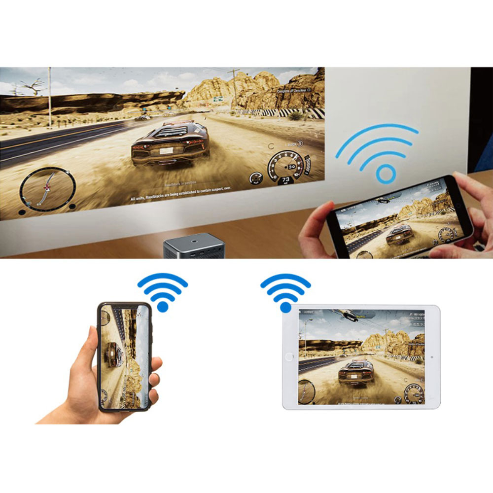 Multimedia LED Projektor Beamer Heimkino (4200 Lumen) 720p / HDMI / WiFi (2.4/5GHz) / Android 9.0 / Airplay / Miracast - Schwarz