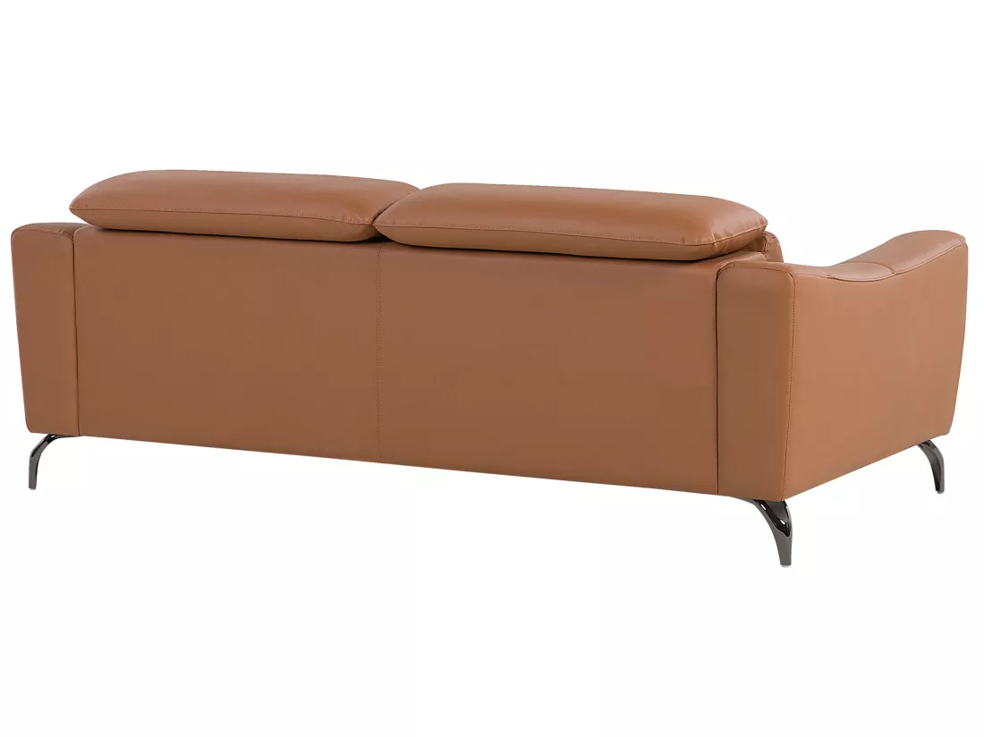 Canapé 3 places en cuir véritable et cuir PU marron doré NARWIK