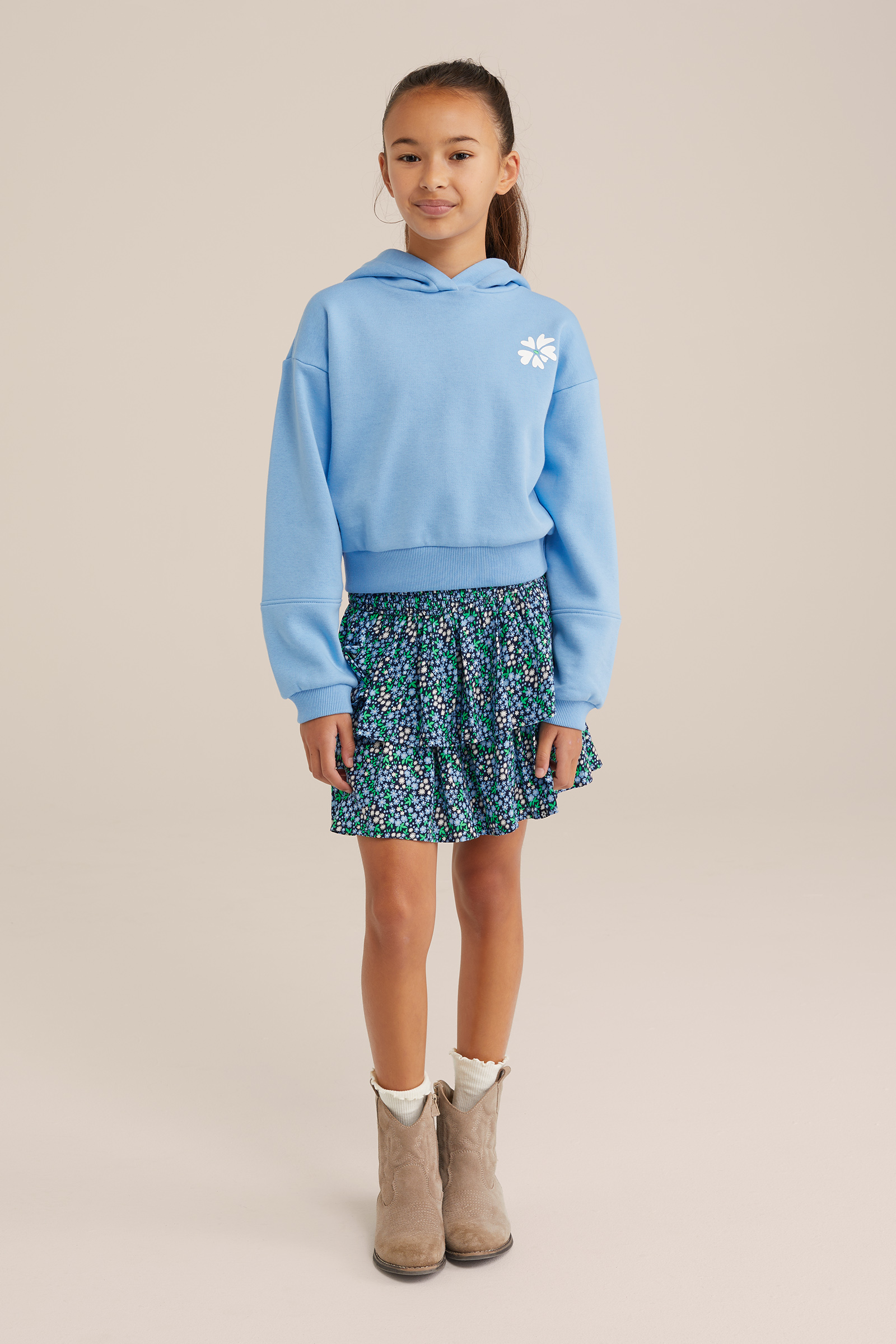 Meisjes hoodie met opdruk WE Fashion Lichtblauw