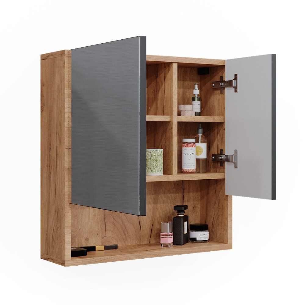 Vicco Badspiegelschrank Irma Eiche Anthrazit 54 x 55 cm Badezimmer