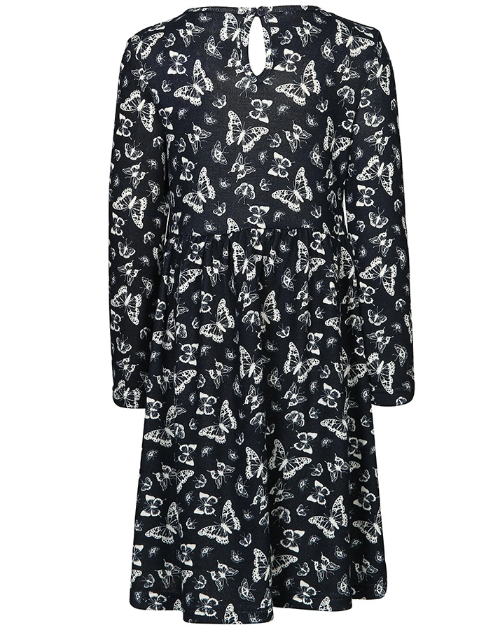 Langarm-Kleid FARFALLA AOP in navy