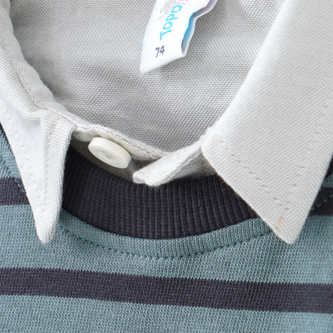 Topomini Baby Sweatshirt mit Hemdeinsatz salbei / dunkelgrau