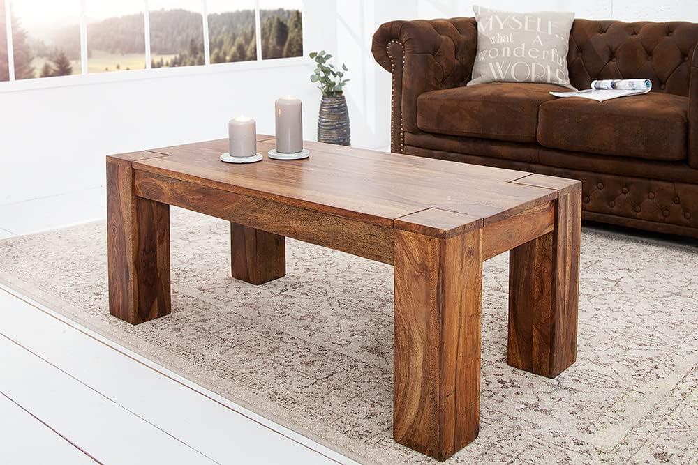 invicta INTERIOR Exklusiver Massiver Sheesham Couchtisch MAKASSAR 100cm Holztisch Massivholz Wohnzimmertisch
