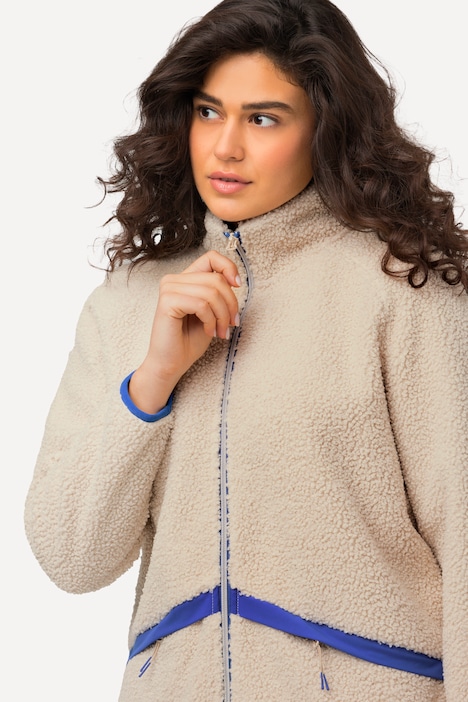 Teddyjacke, Stehkragen, Farbakzente, kuschelweich