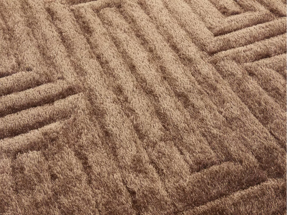 Tapis shaggy en relief à poils longs - 160 x 230 cm - Marron - MAZE