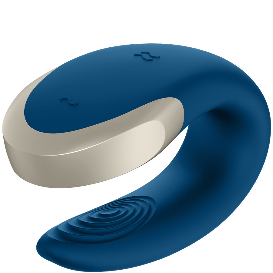 Stimulateur vibromasseur de couple connecté - Double Fun - 10 modes - Bleu