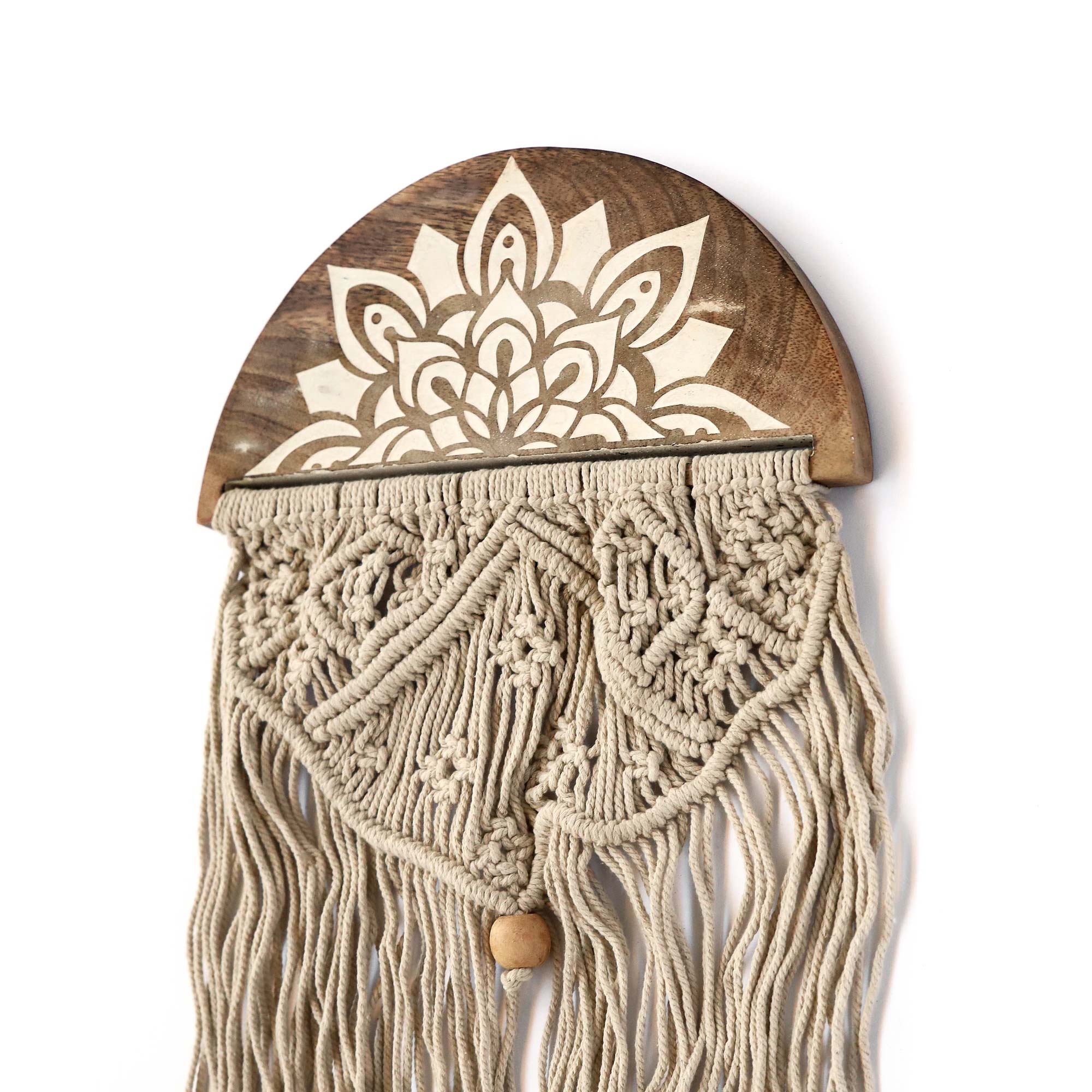 Wandschmuck 'Lotus' mit Makramee, H 92 cm, B 29 cm von fischer's lagerhaus