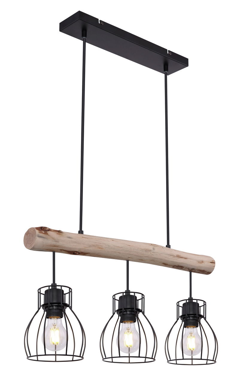 Globo Lighting Hängeleuchte Metall schwarz 3-flg.