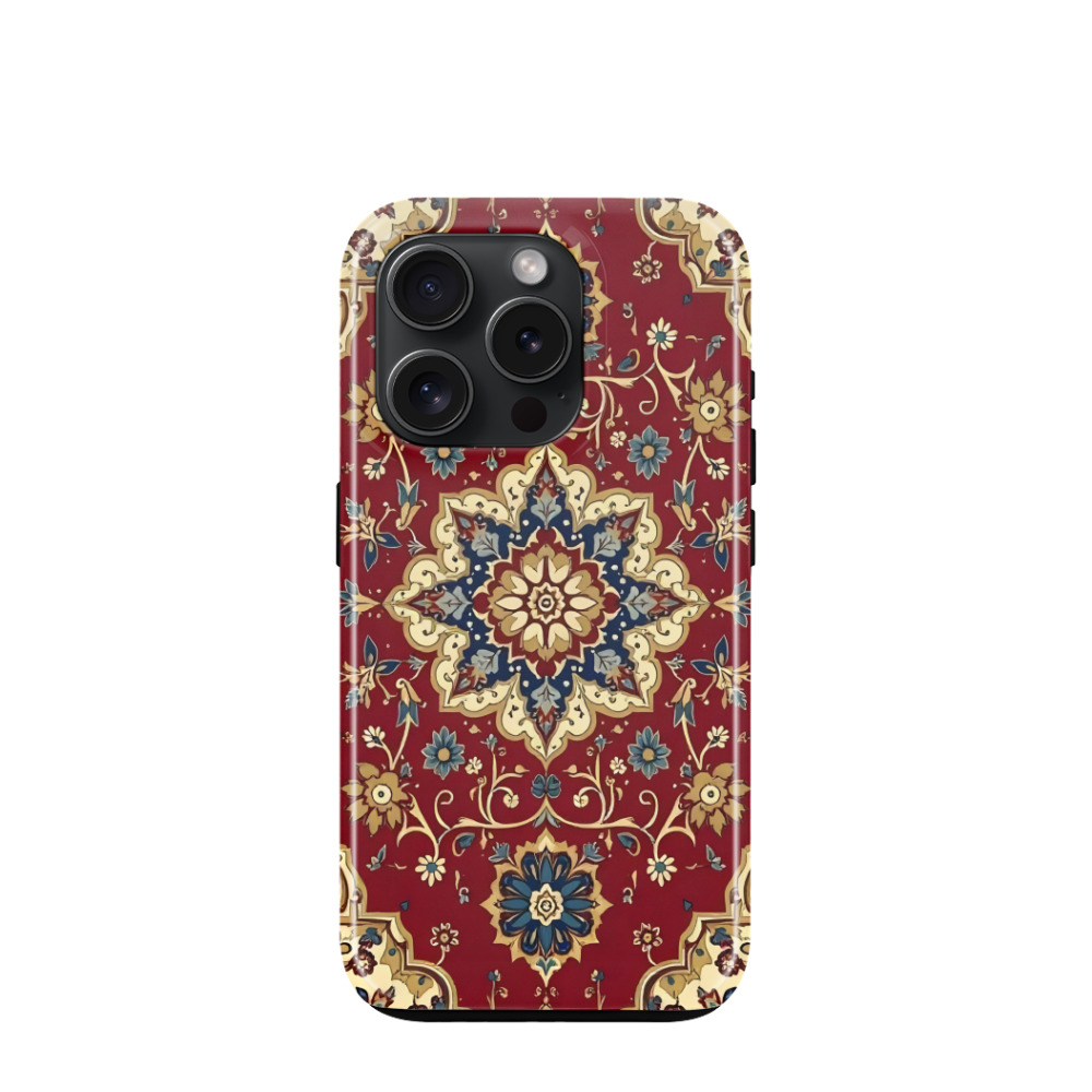 iPhone 15 Pro Hybrid (Kunststoff / Gummi) Hülle Orientalische Pracht 2 - Rot
