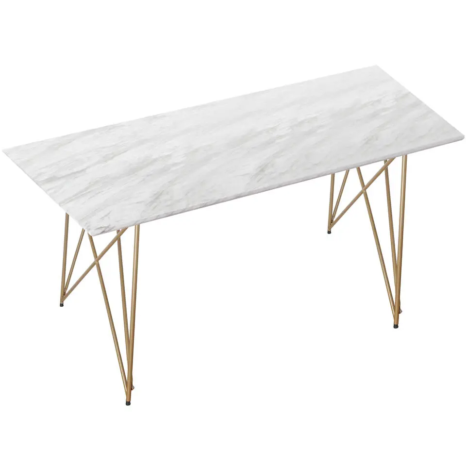 Asama - Eettafel 160x90 cm, 8 zitplaatsen gouden marmeren