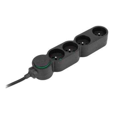 zenitech Home Green - Multiprises avec 4 prises 16A + interupteur - 3680 Watt - 1.5 m cordon - noir