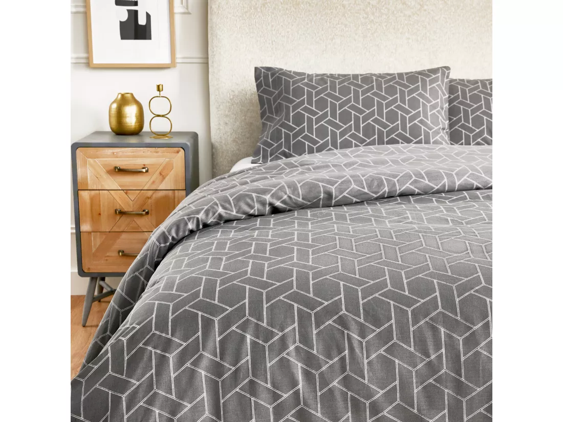 Housse de couette 100% coton 150 fils Gris