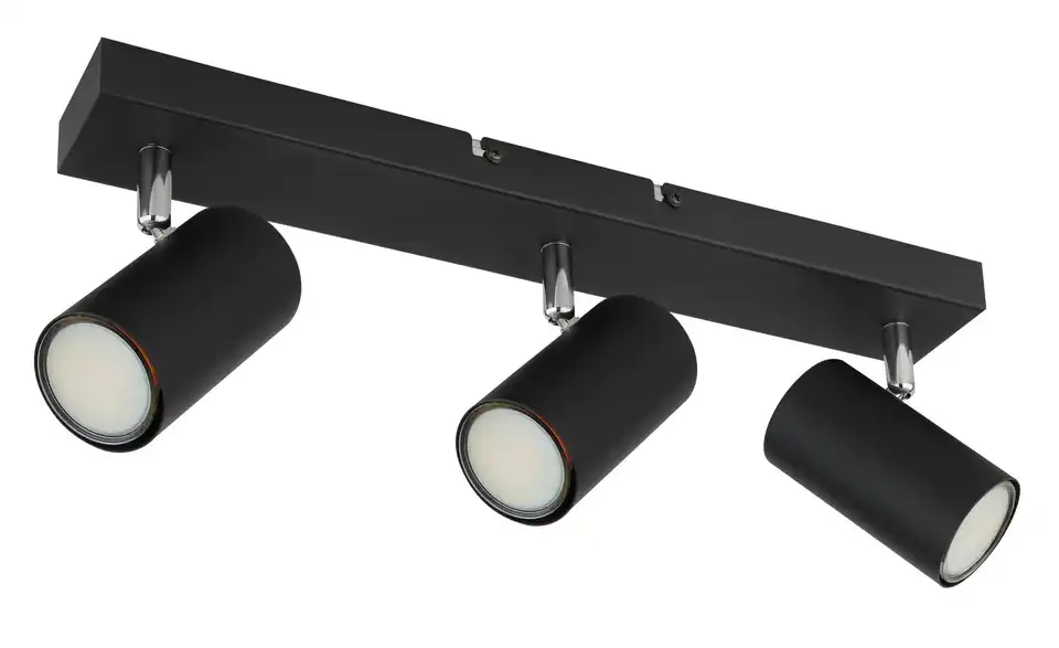 Deckenstrahler 12 cm 6 cm 3-flammig 41 cm Schwarz, matt, verchromt