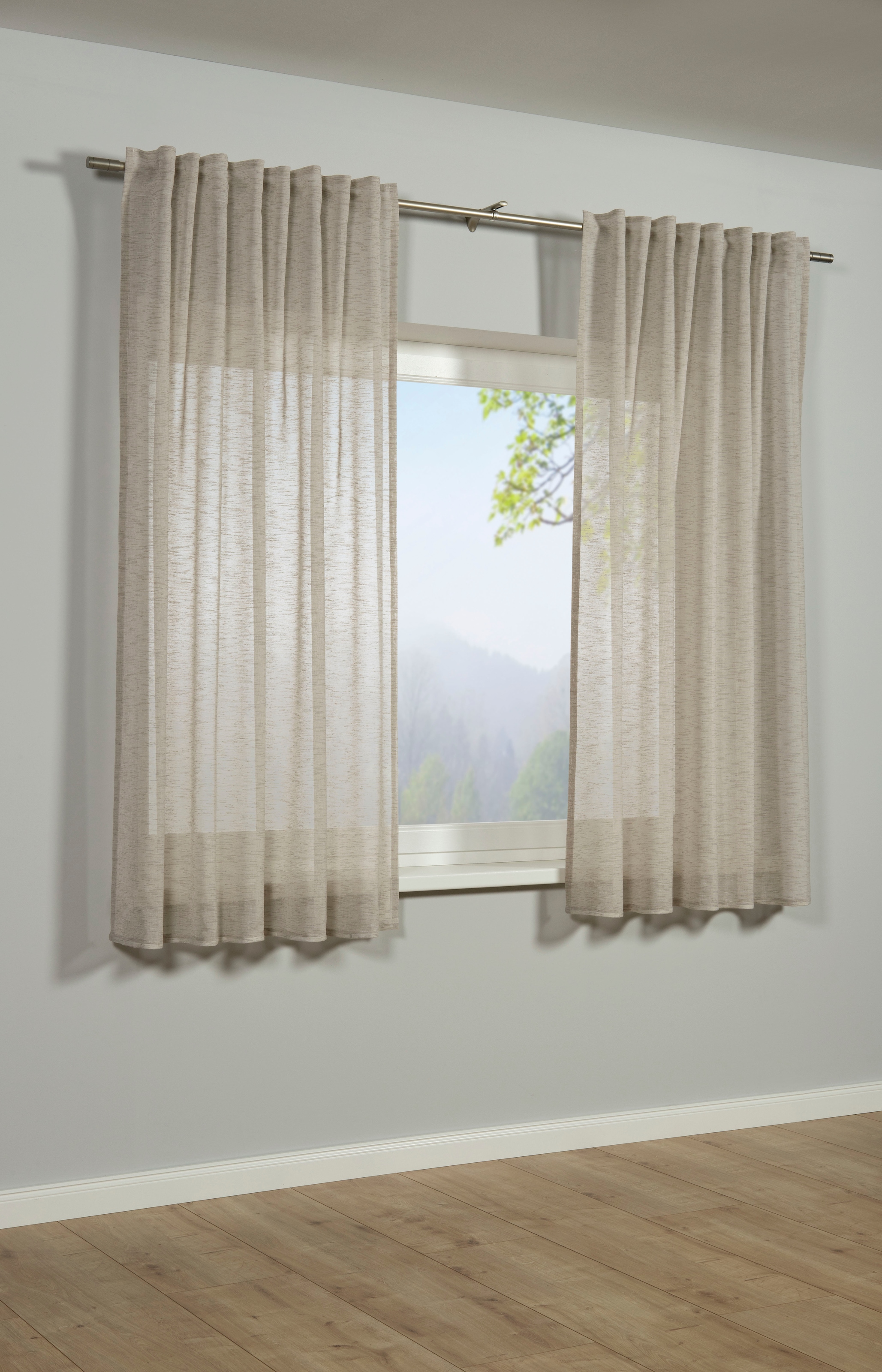 Sehlbach Gardine »Schal Leinenoptik« Schlaufen 1 Stk. tlg. mit Gardinenband und verdeckten Schlaufen