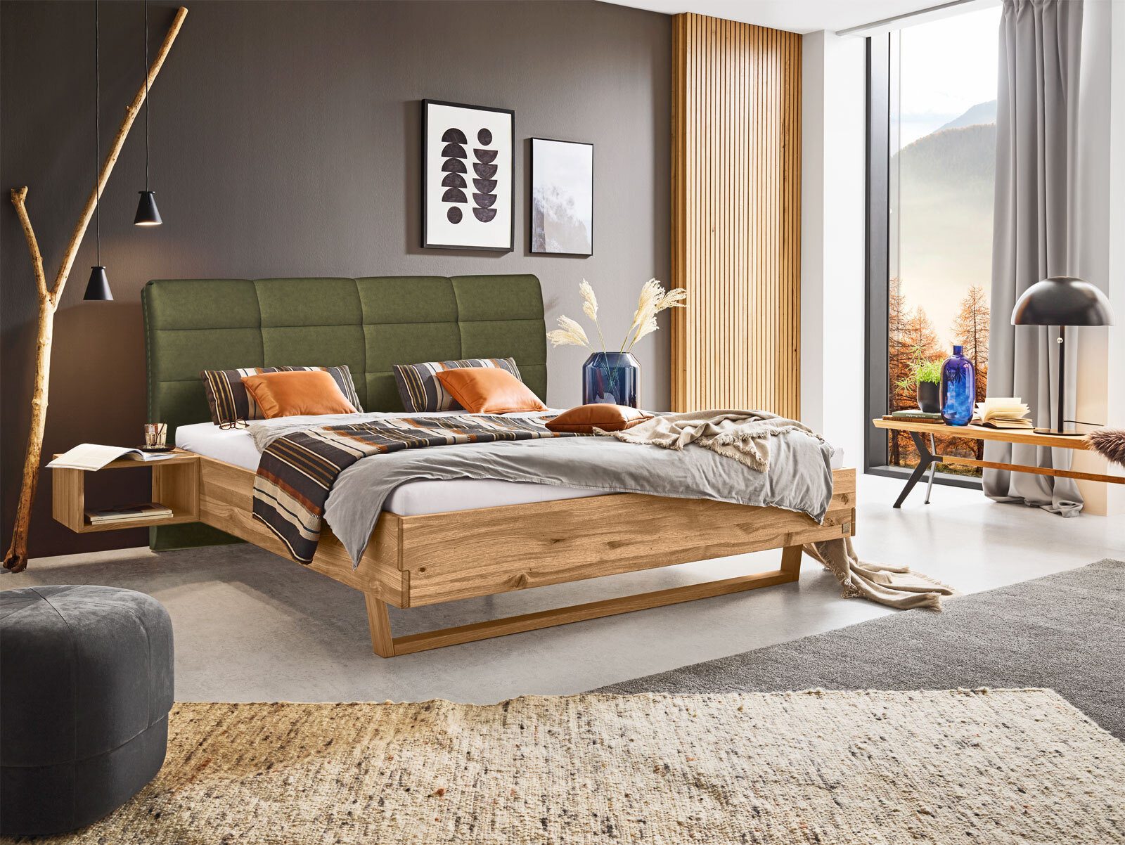Bett GRAND NOBILE 180 x 200 cm braun/ grün