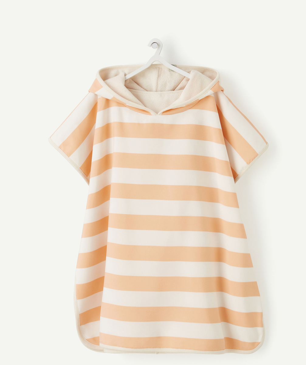 LASSIGPONCHO DE PLAGE ANTI-UV RAYÉ ÉCRU ET PÊCHE