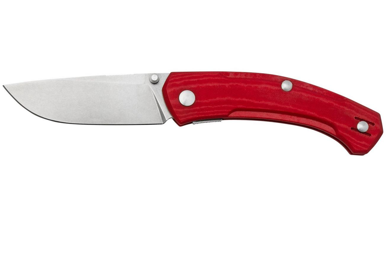 GiantMouse ACE Iona V2 Red Linen Micarta Stonewashed Magnacut, zakmes