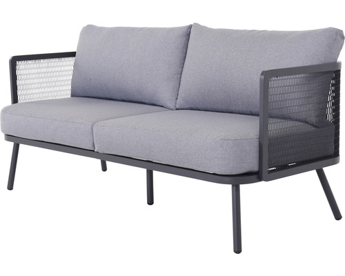 Garden Place 4-zits loungeset bestaande uit: 2 tafels, 2 fauteuils, bank, metaalgrijs