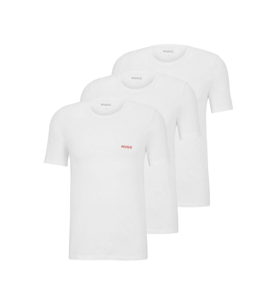 Pacote com 3 camisetas brancas de algodão HUGO