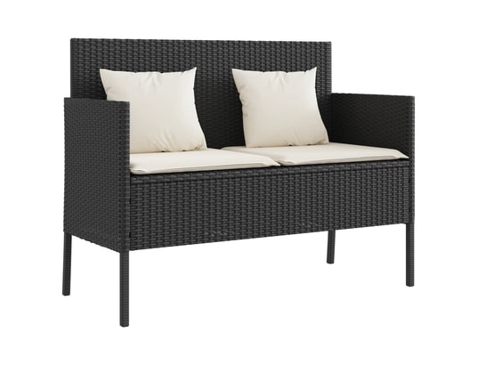 VIDAXL - Banc de jardin avec coussins noir résine tressée