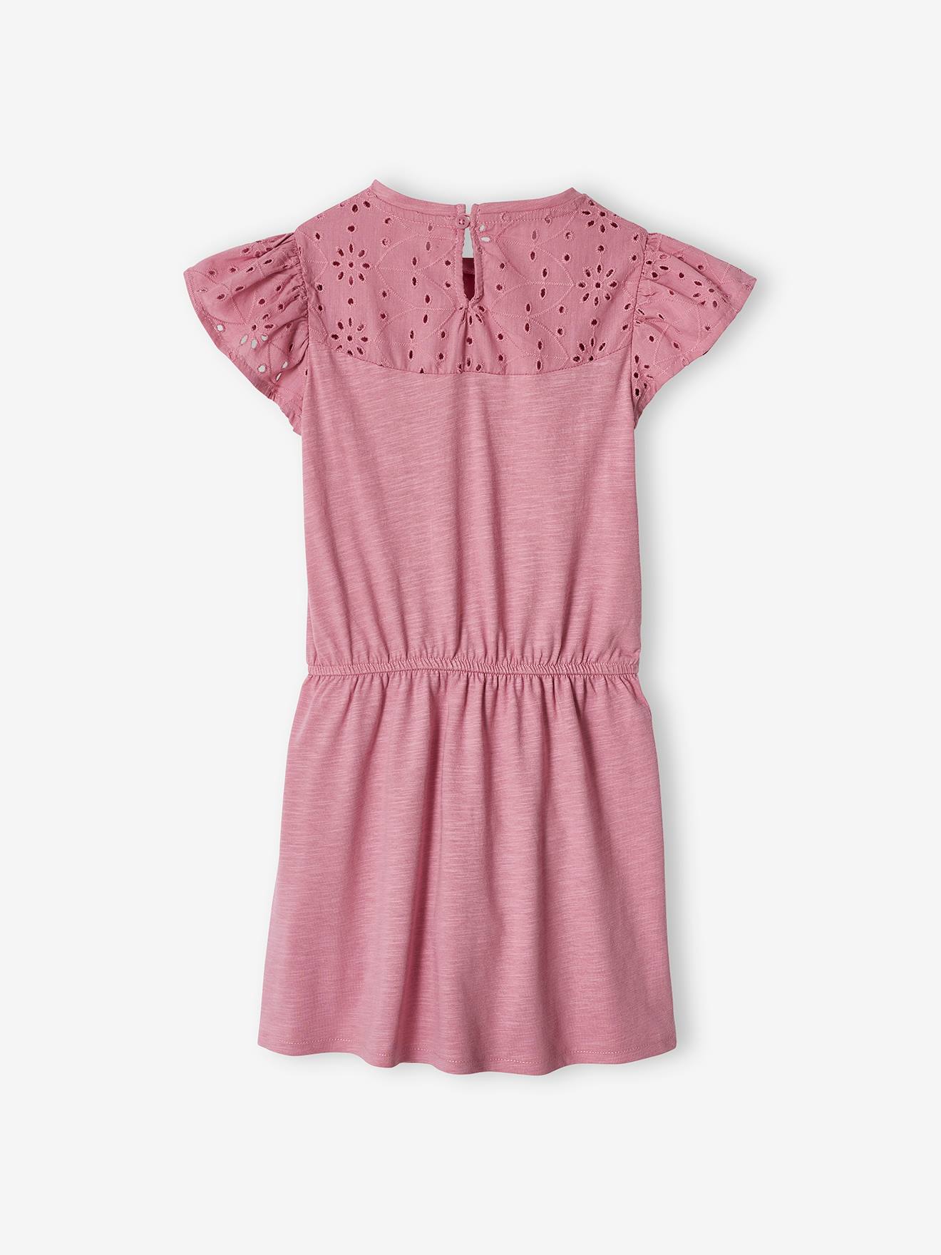 Vestido infantil com detalhes em bordado inglês verde claro
