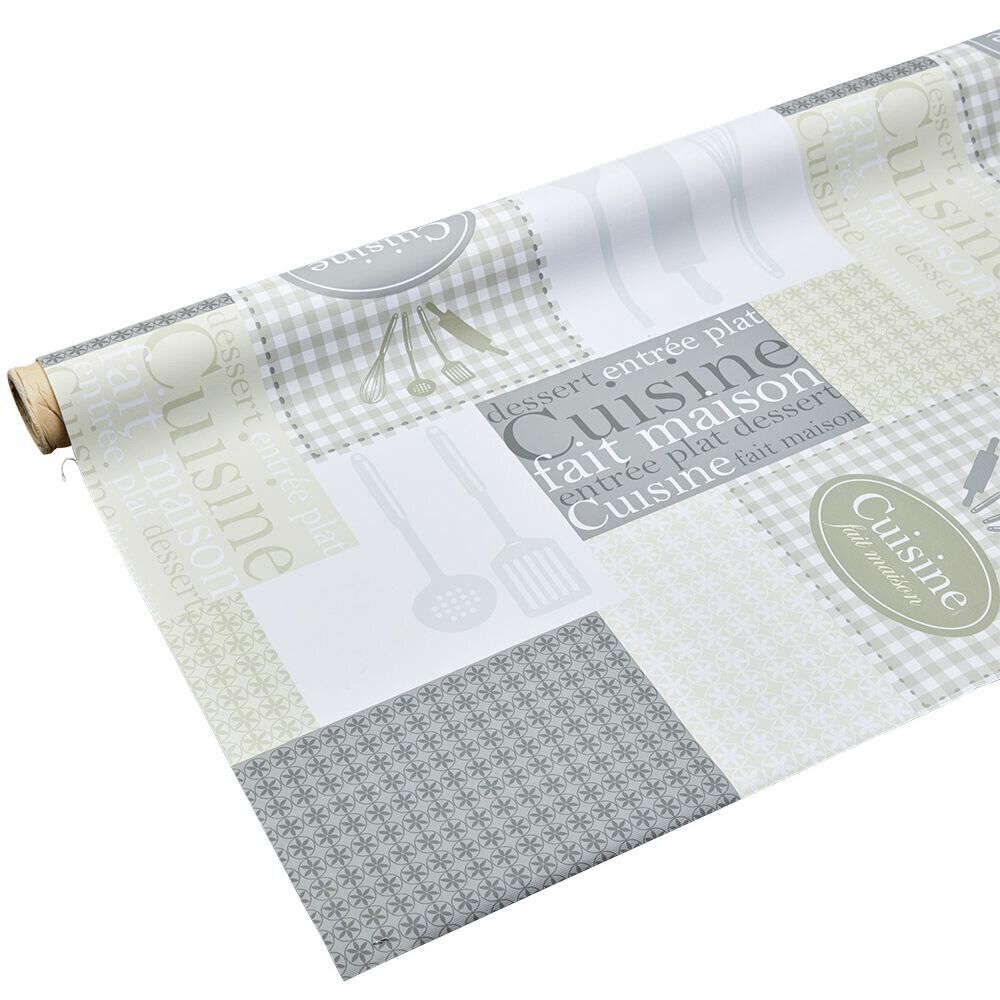Toile cirée imprimé ustensiles de cuisine 140 cm