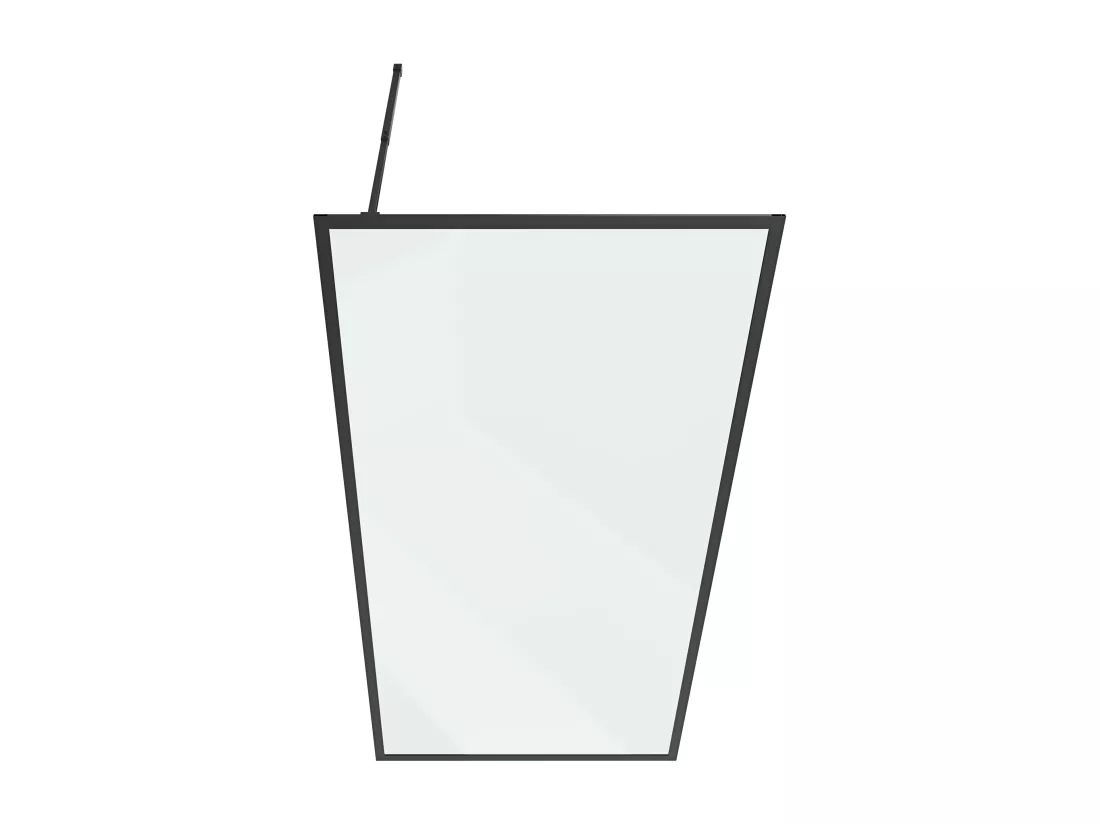 Paroi de douche à l'italienne - 100 x 200 cm - Noir mat - Verre trempé - AMBERI