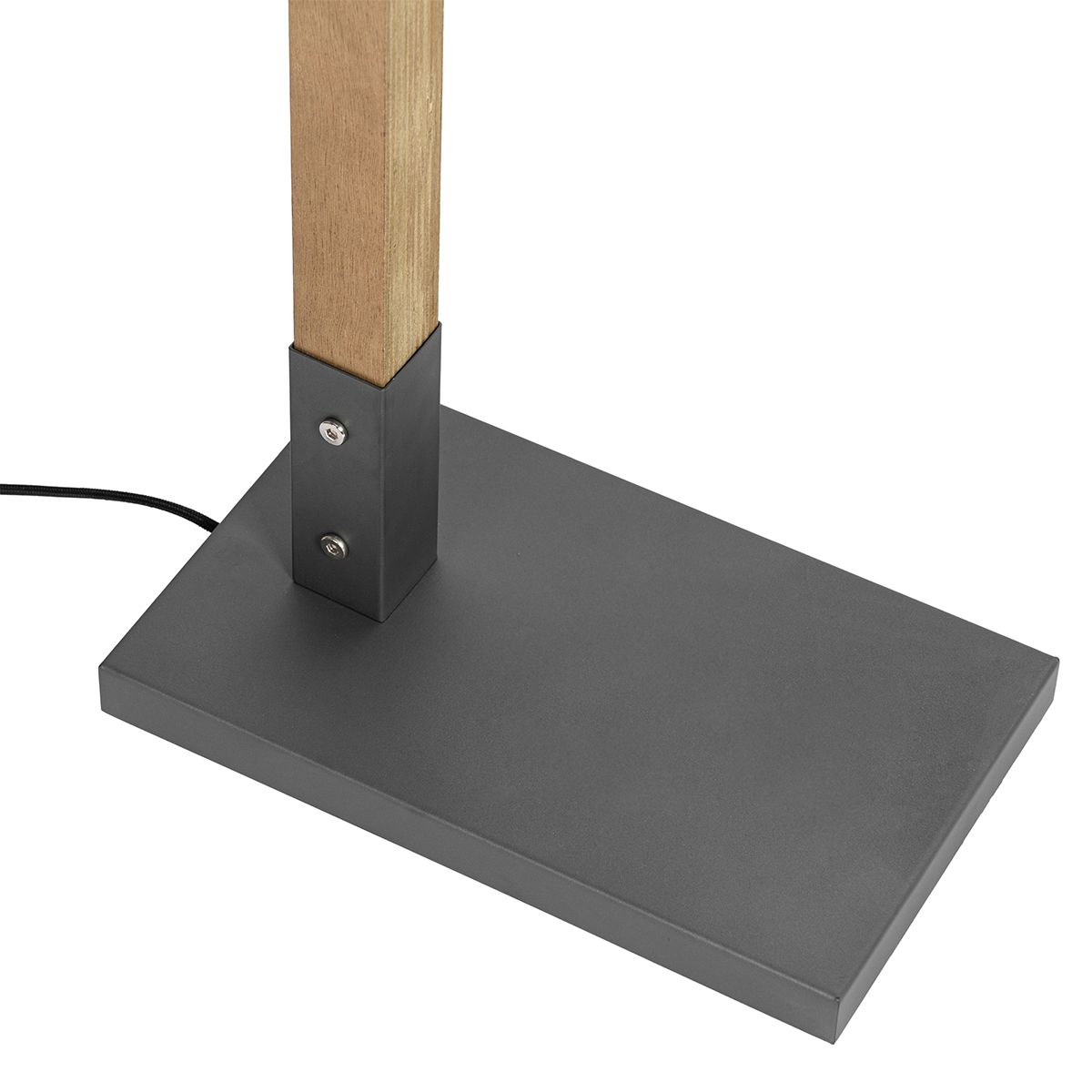 Industriële vloerlamp donkergrijs met hout - Arthur