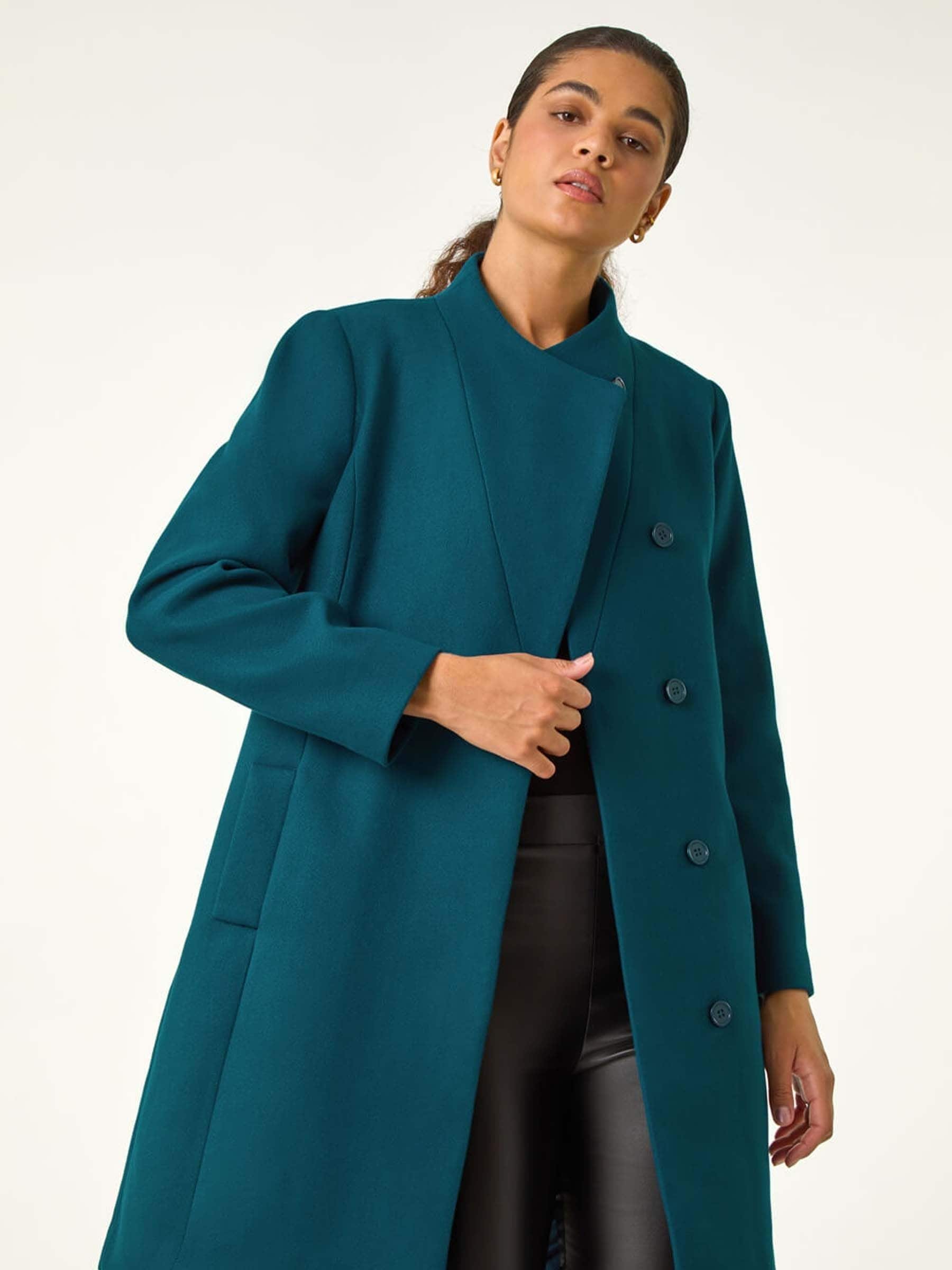 Blauw - Roman Tailored Jas met Opstaande kraag