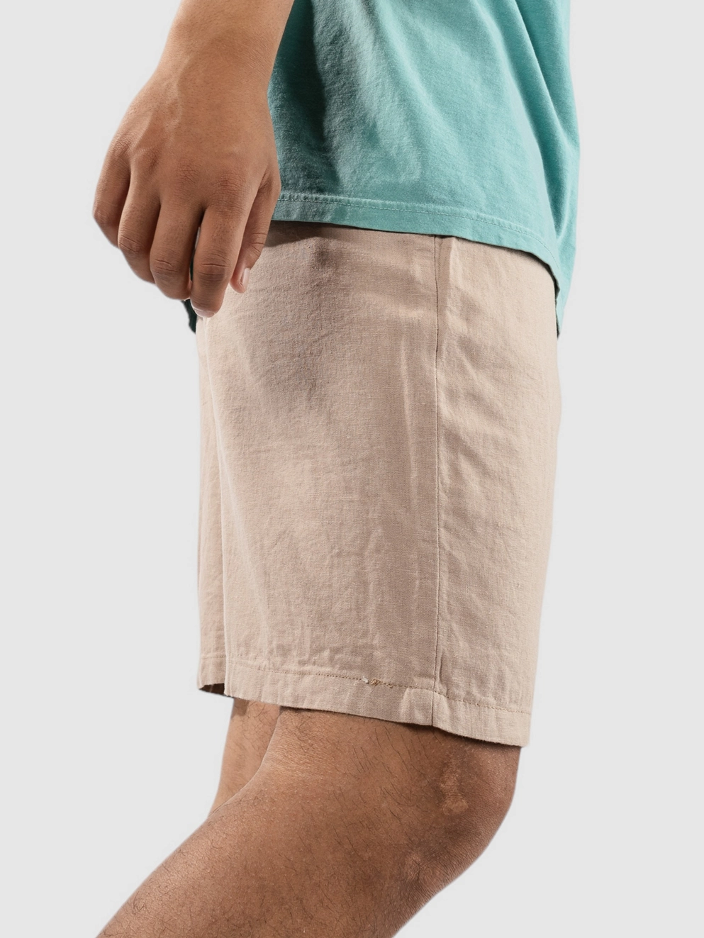 Denim Project Long Linen Shorts light taupe